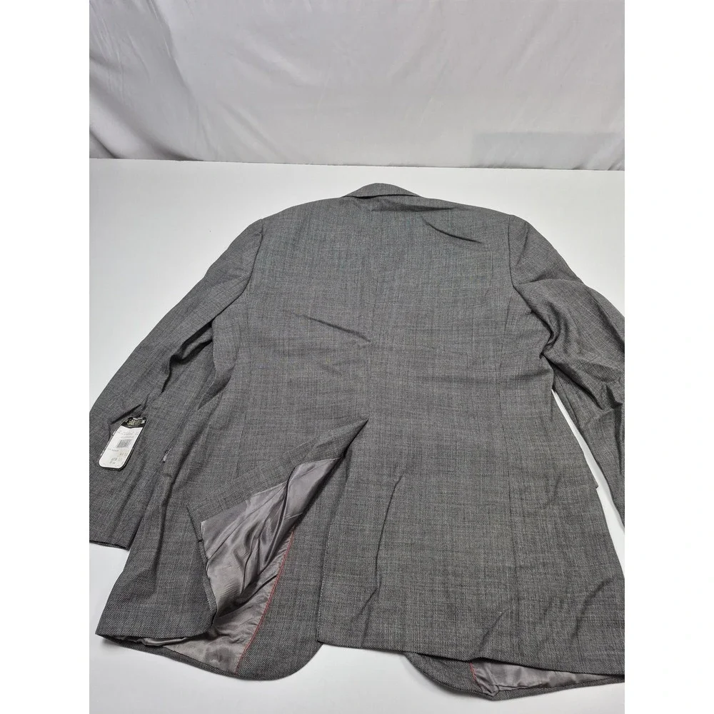 VTG Sansabelt Suit Mens 46 Long Gray Wool Check 2 Piece 41x36 Made in USA NWT